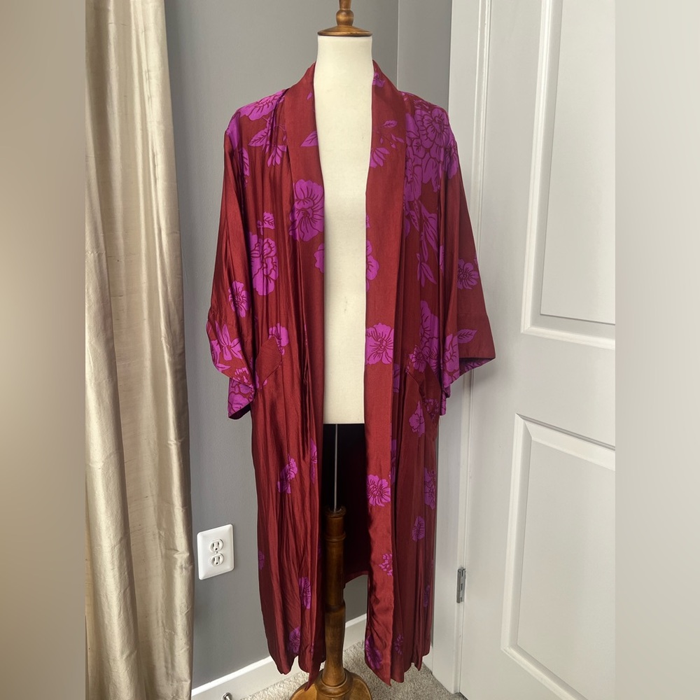 Zara Floral Kimono with Purple Accents - Picture 11 of 11